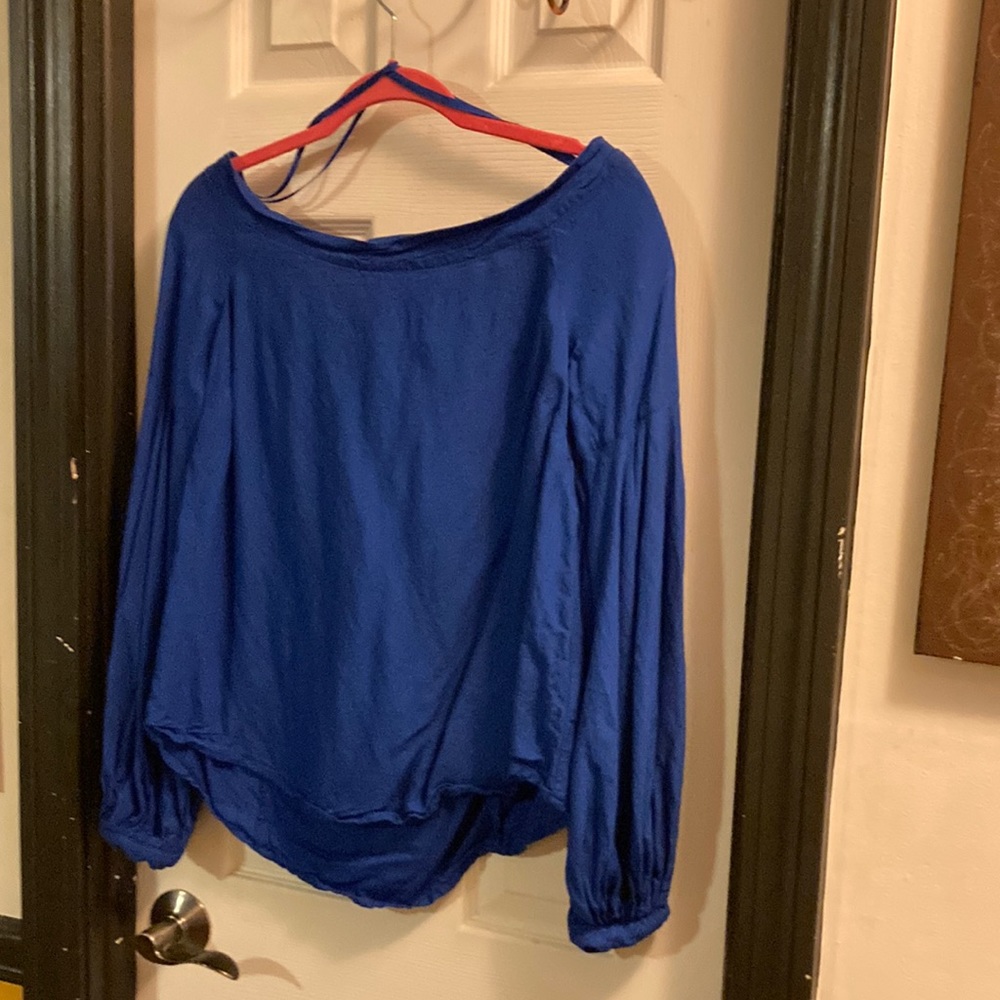 Blue balloon sleeve blouse by Anthropologie size 4